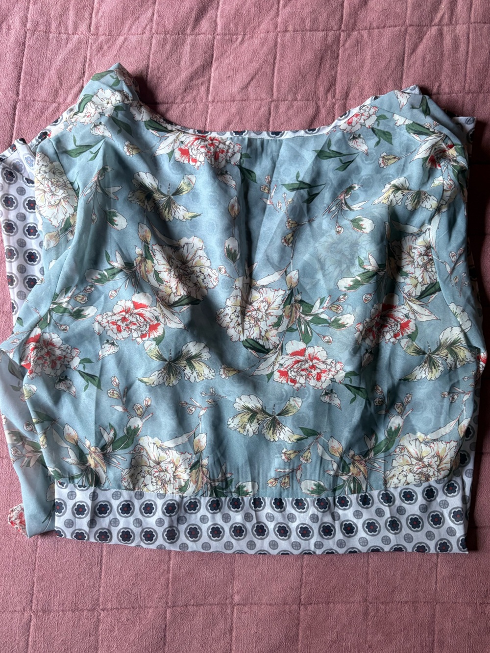 Floral & Geo Print Kimono- Swim Cover Up- Sage and White- Size XXL - Picture 10 of 11